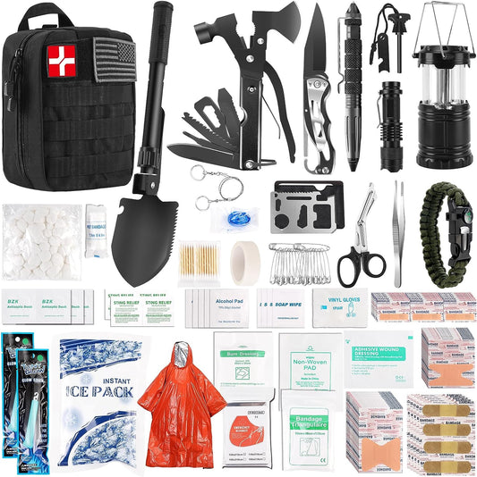 "Comprehensive 318-Piece Emergency Survival Kit: Essential Gear and Medical Supplies for Vehicle Travel, Camping, Hiking, and Disaster Preparedness - Ideal Gifts for Christmas, Birthdays, and Men"