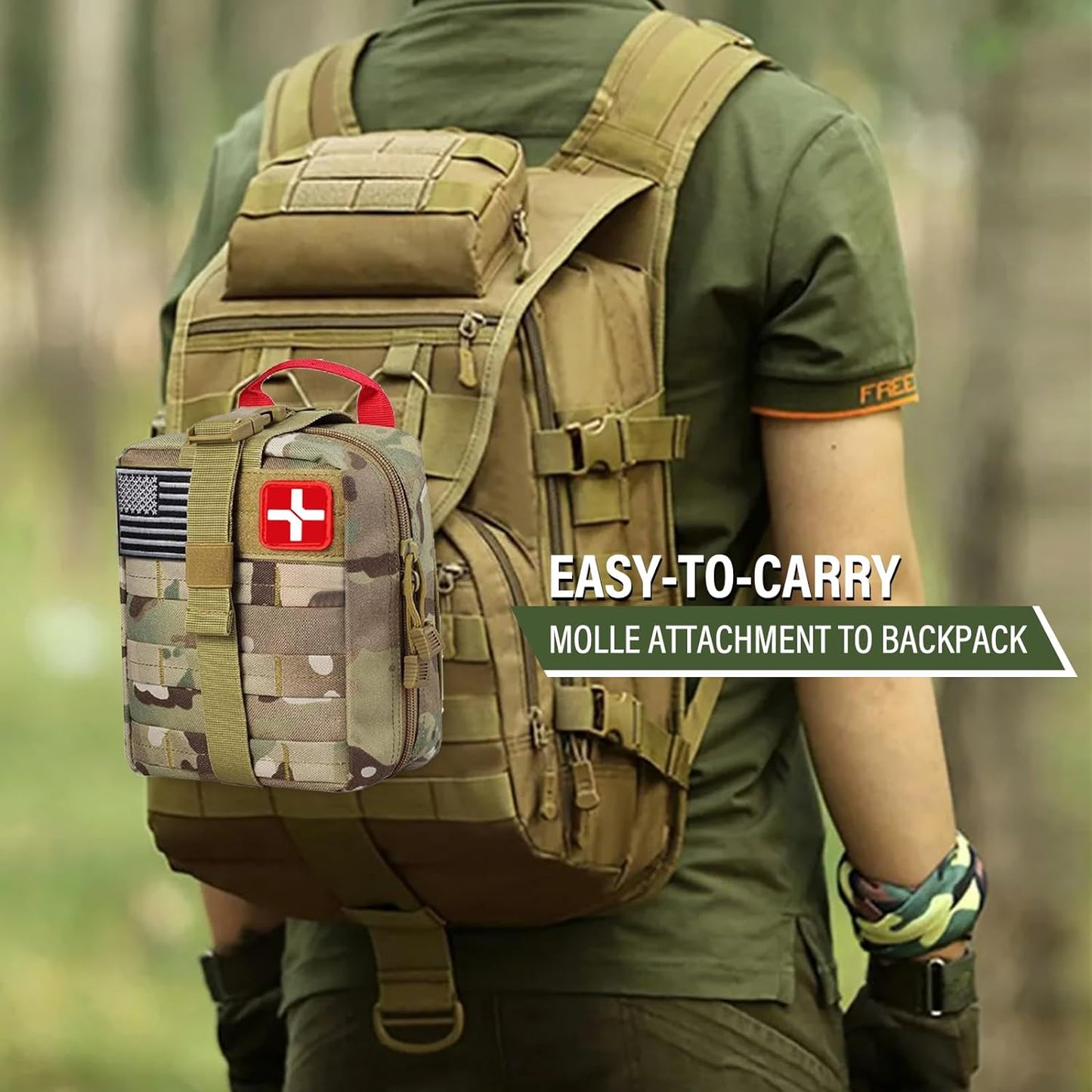 Survival First Aid Kit, Molle Medical Pouch 282PCS Outdoor Emergency Survival Gear and Equipment for Hiking Camping Hunting Car Boat Home Travel and Adventures, for Him Men