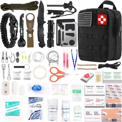 216 Pcs, Professional Survival Gear Equipment Tools First Aid Supplies Kit for SOS Emergency Hiking Hunting Disaster Camping Adventures