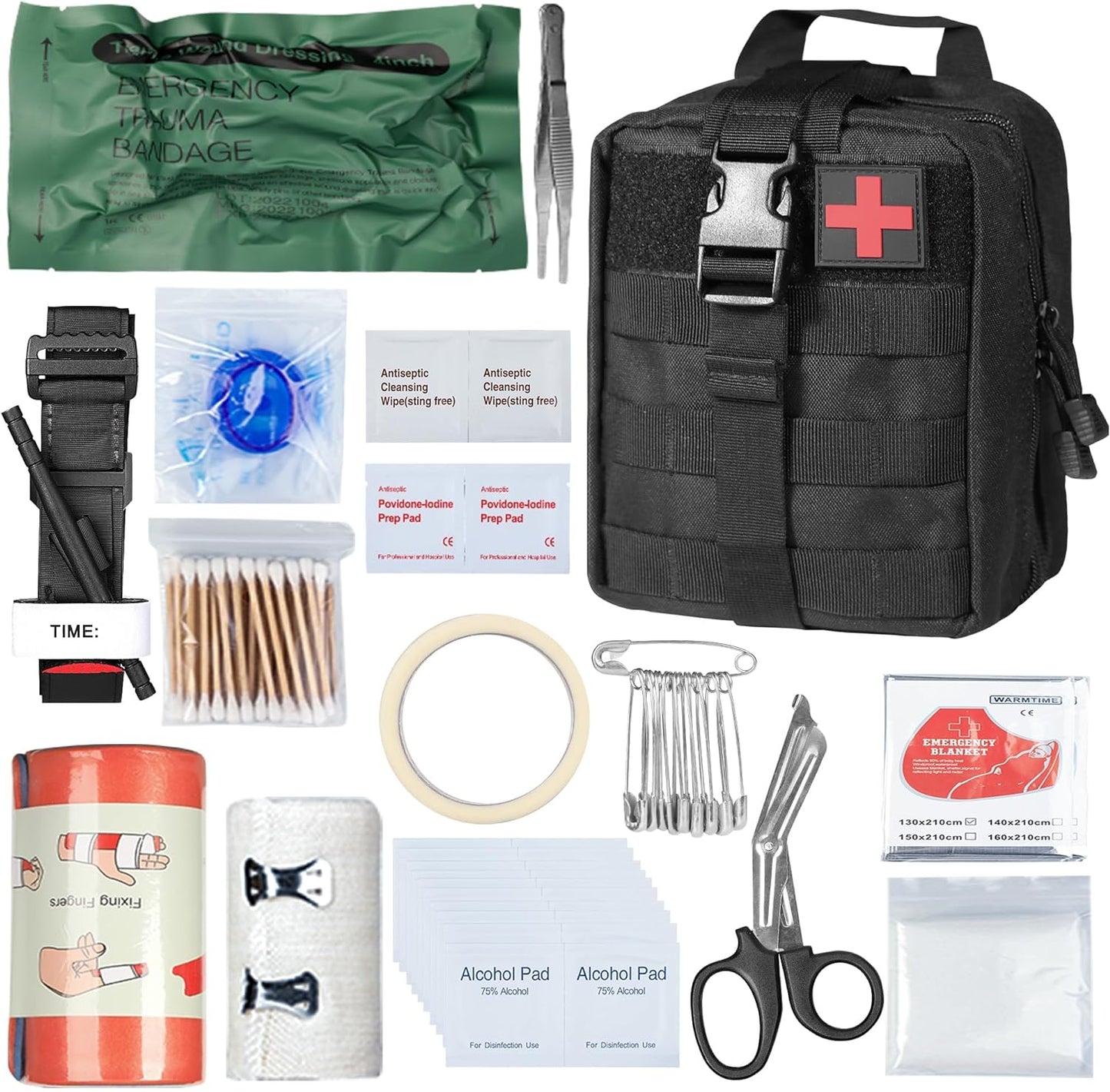 ✅ Comprehensive Emergency First Aid Kit - Military Tactical IFAK for Trauma, Outdoor Gear Emergency Kits Trauma Bag - Ideal for Camping, Hiking, and First Aid Response (Black)"