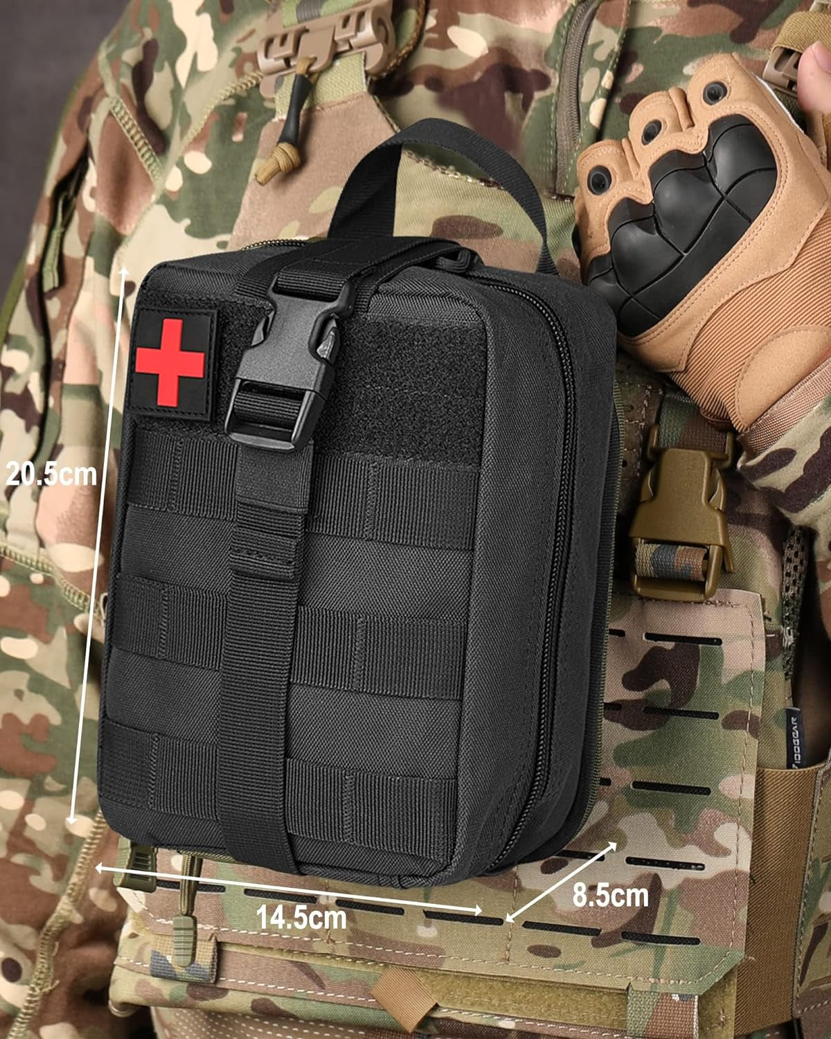 ✅ Comprehensive Emergency First Aid Kit - Military Tactical IFAK for Trauma, Outdoor Gear Emergency Kits Trauma Bag - Ideal for Camping, Hiking, and First Aid Response (Black)"