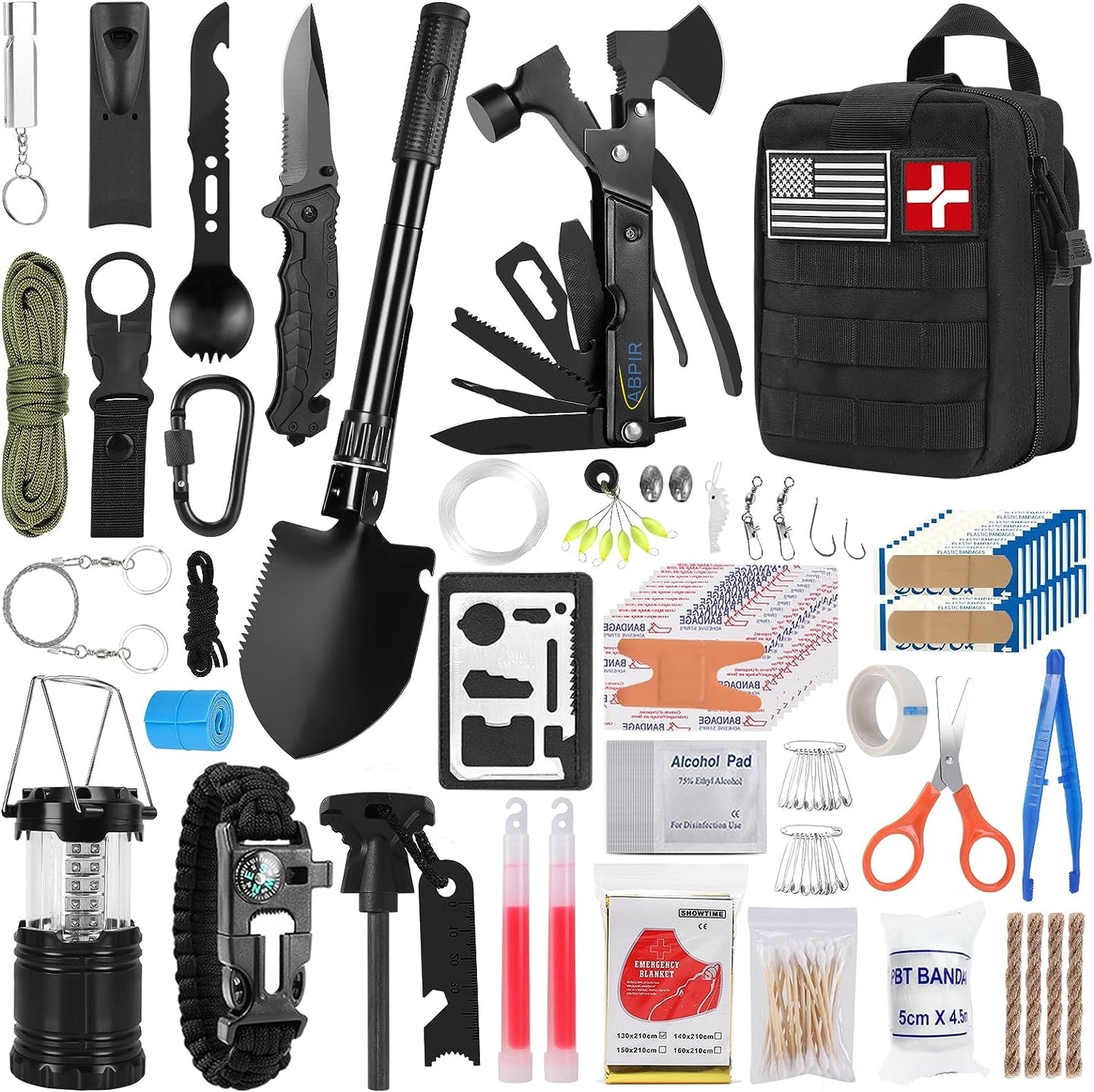 170 PCS Survival Kits, Survival First Aid Kit/Trauma Kit with Essential Survival Gear Emergency Medical Supplies for Hiking Camping Backpacking Outdoor Adventure, Gifts for Him Dad Men