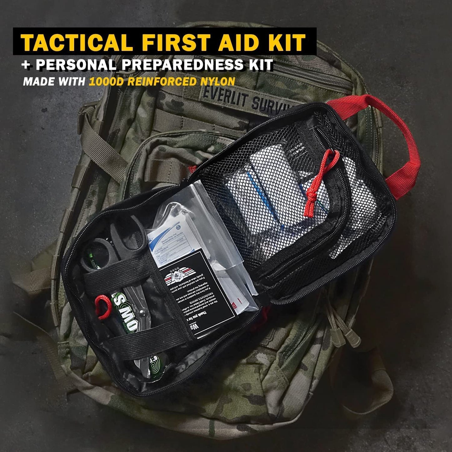 180 Pieces Tactical First Aid Kit IFAK Molle EMT Pouch Outdoor Camping Emergency Kits for for Camping Boat Hunting Hiking Home Car Earthquake and Adventures Black